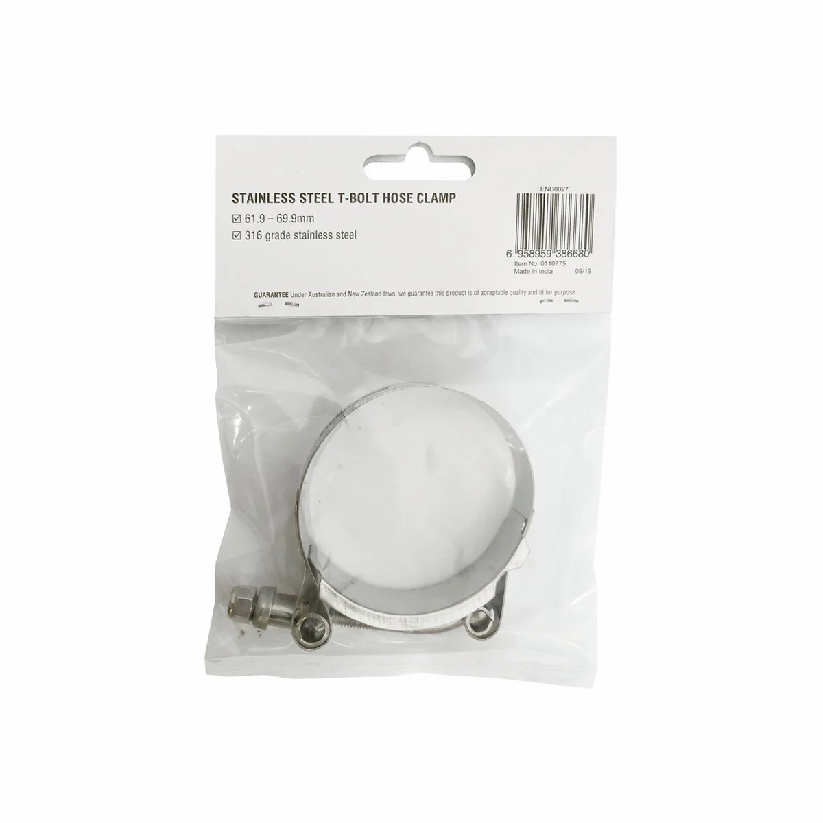 Enduraseal Stainless Steel T Bolt Hose Clamp 62-70mm - Heavy-Duty - Image 3