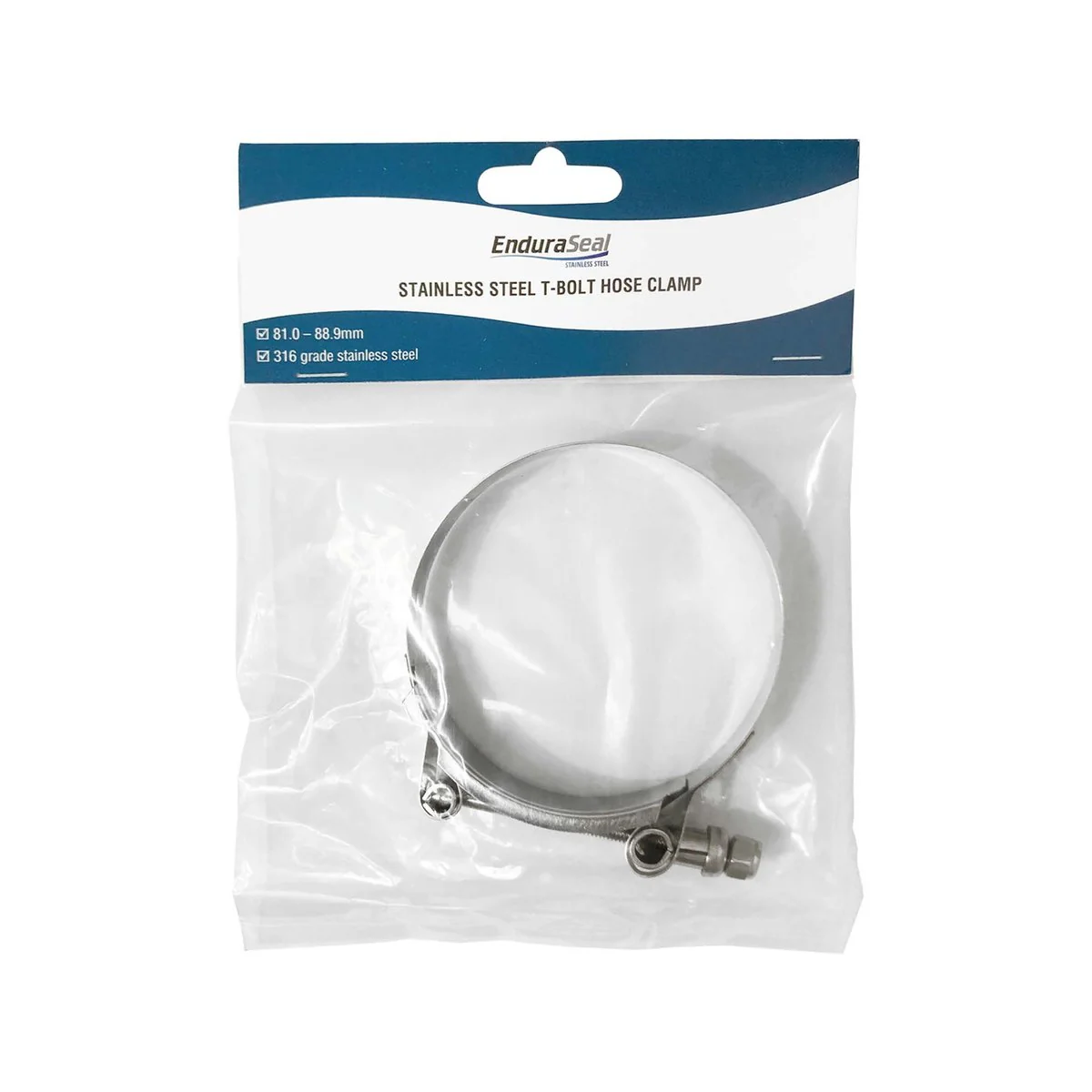 Enduraseal Stainless Steel T Bolt Hose Clamp 81-89mm - Grade 316 - Image 2