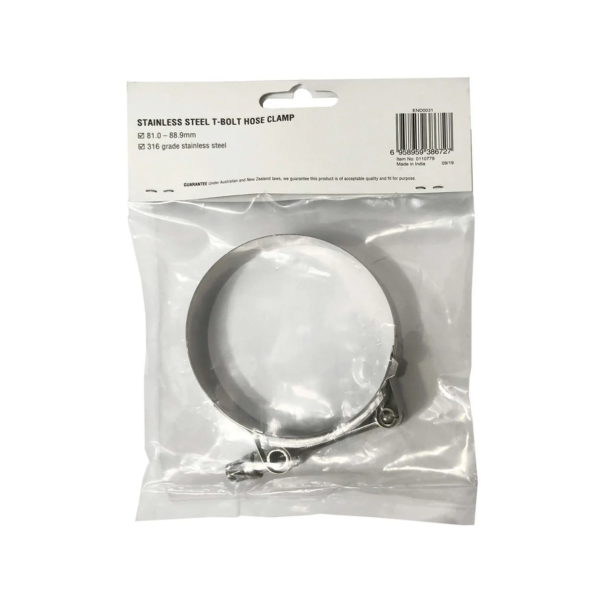 Enduraseal Stainless Steel T Bolt Hose Clamp 81-89mm - Grade 316 - Image 3