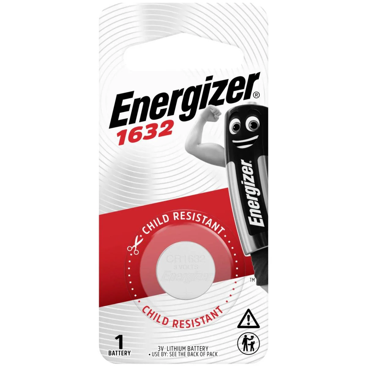 Energizer 1632 Lithium Coin Battery - 1 Pack - 3-Volt - Silver - Long-Lasting Power