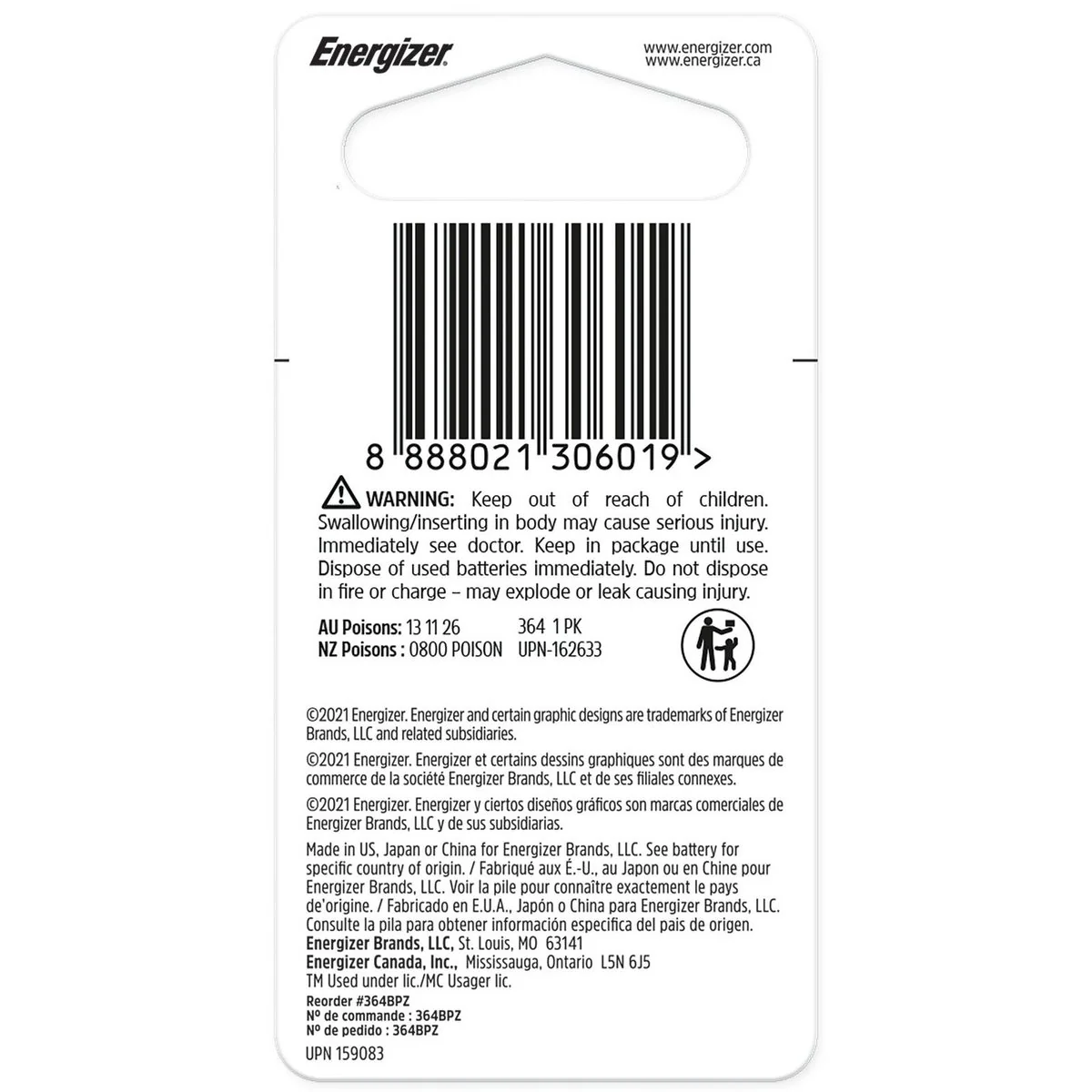 Energizer 364 363 Silver Oxide Button Battery - 1 Pack - 1.5V - Long Lasting Power - Image 2