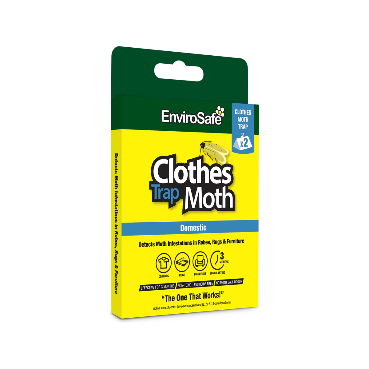 Envirosafe Clothes Moth Trap 2 Pack - 105mm x 155mm - Non-Toxic Monitoring