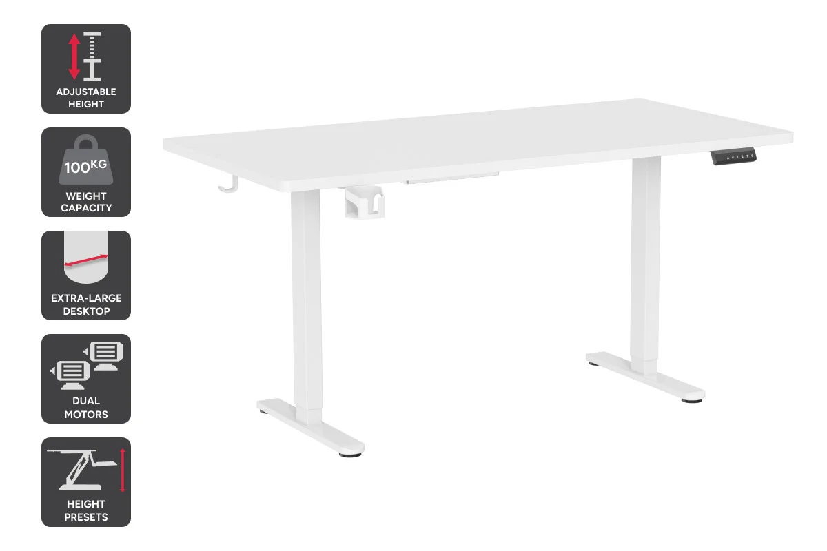 Ergolux Electric Dual Motor Standing Desk 180 x 80cm White