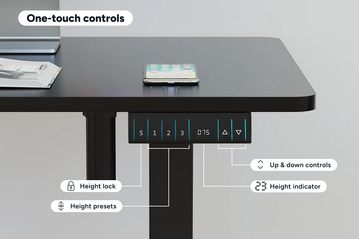 Ergolux Electric L-Shaped Dual-Motor Standing Desk Black - Image 6