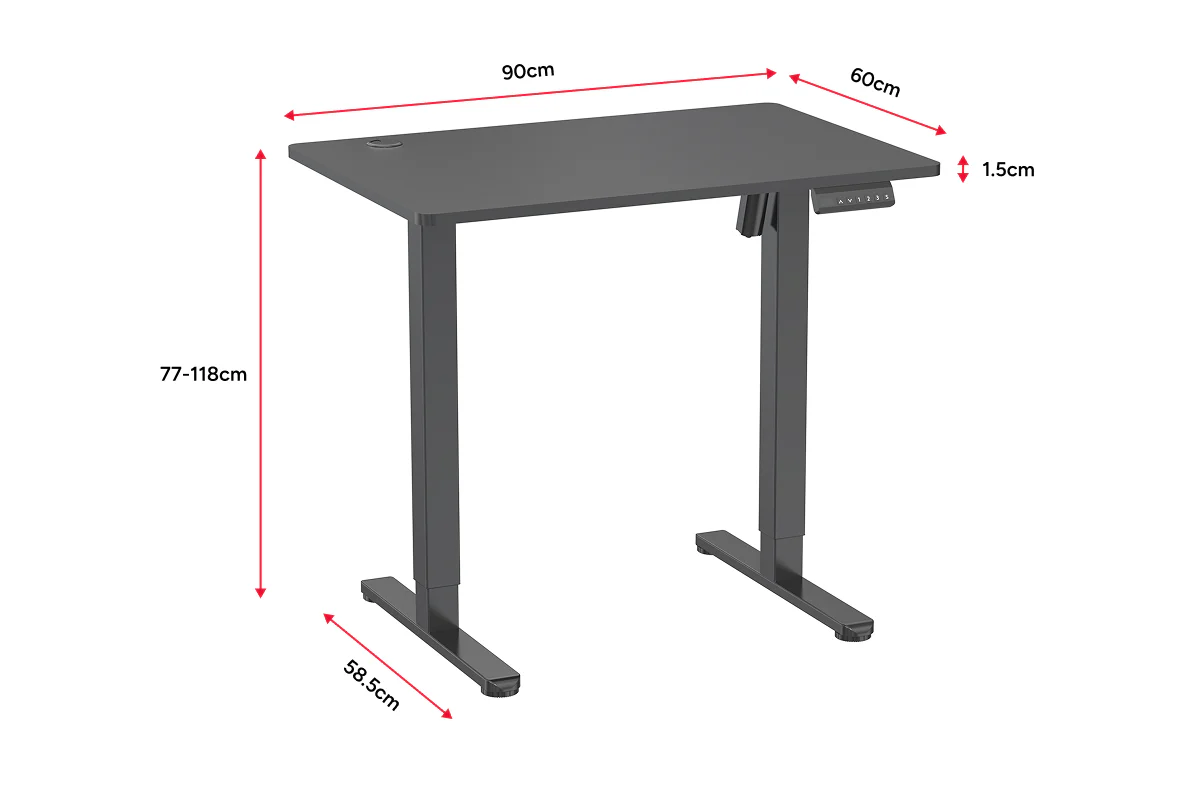 Ergolux Electric Standing Desk 90 x 60cm Black Black - Image 9