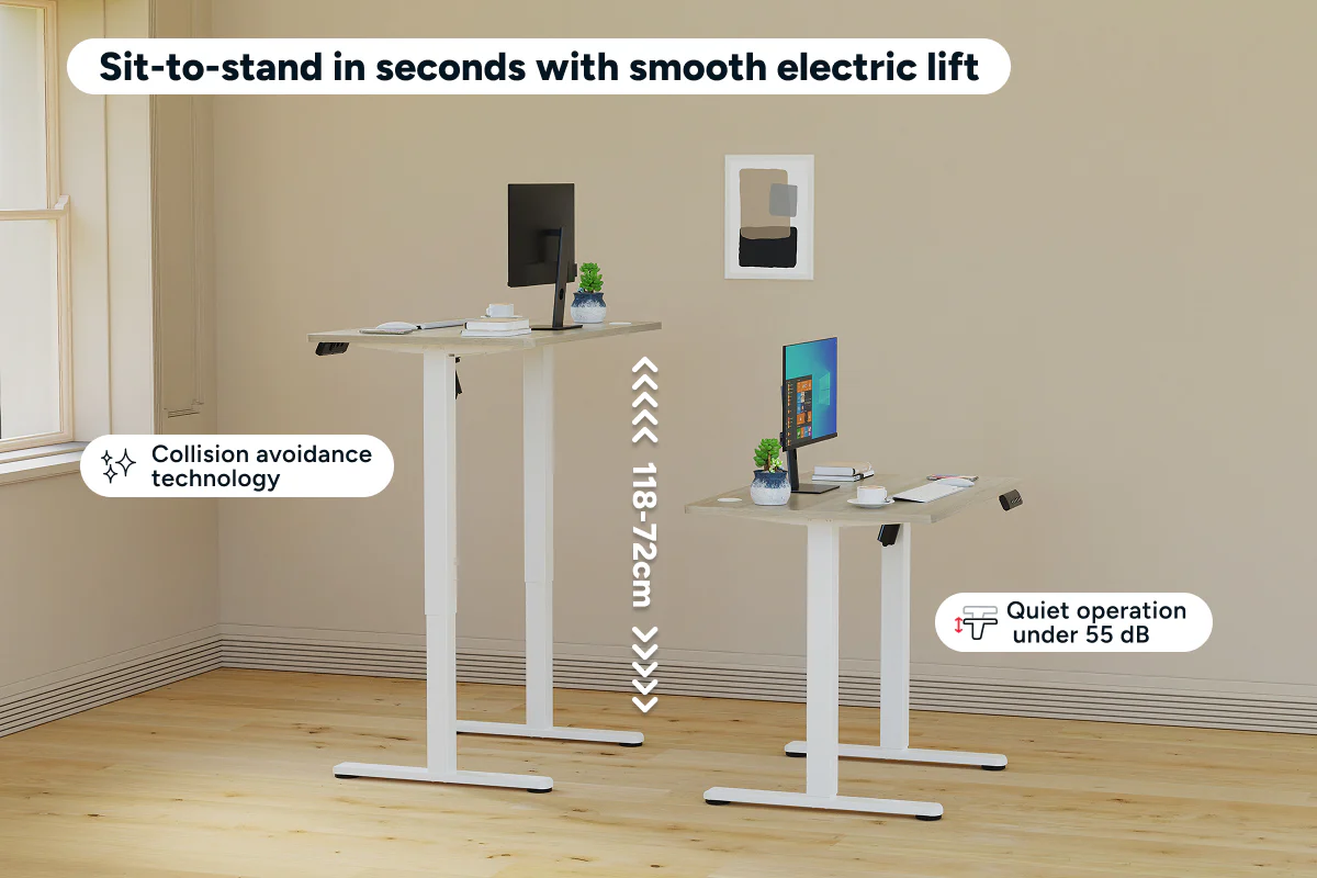 Ergolux Electric Standing Desk 90 x 60cm Oak White - Image 4