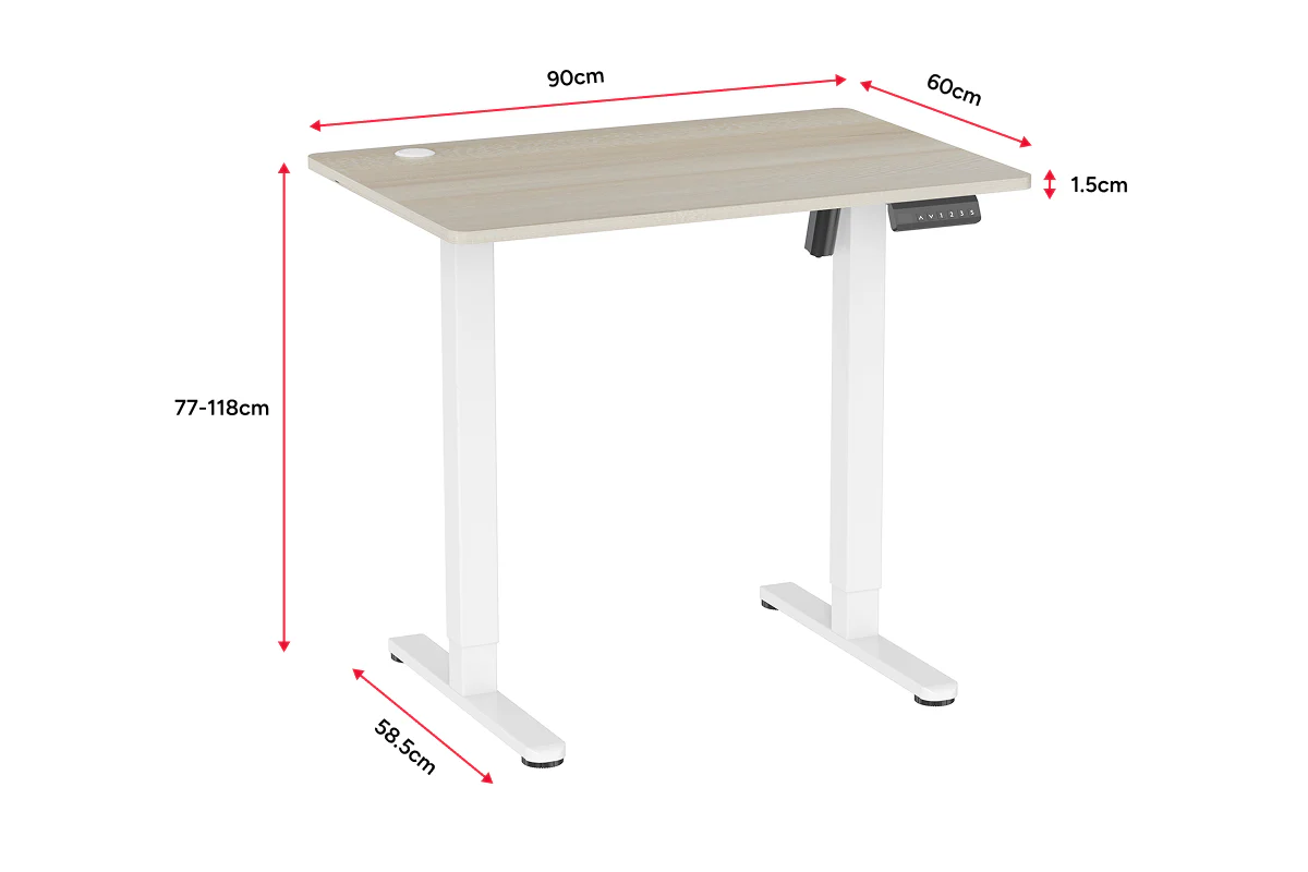 Ergolux Electric Standing Desk 90 x 60cm Oak White - Image 9