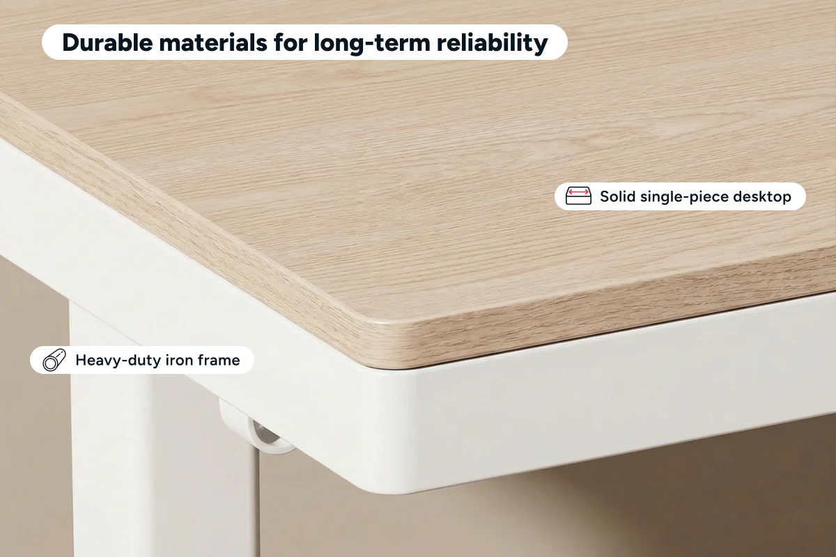 Ergolux Electric Standing Desk with Drawer 120 x 60cm Oak White - Image 8