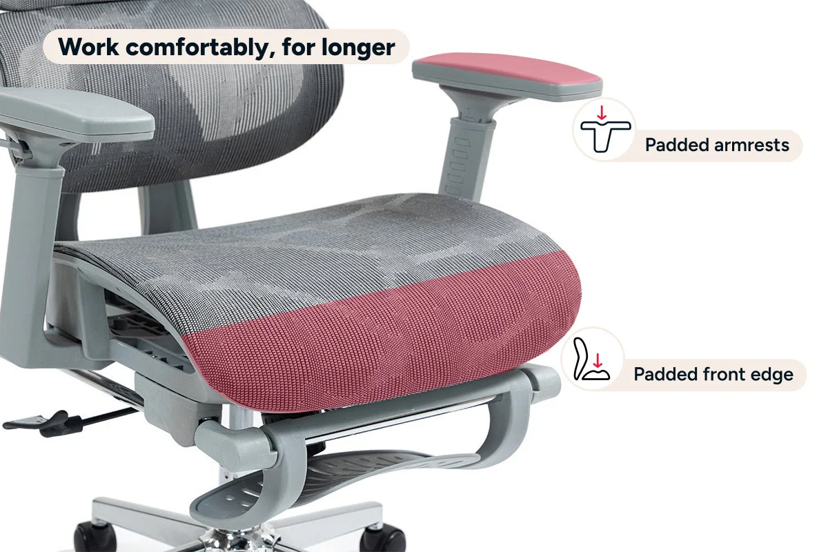 Ergolux EZ11 Ergonomic Office Chair with Adjustable Footrest - Grey - Image 6