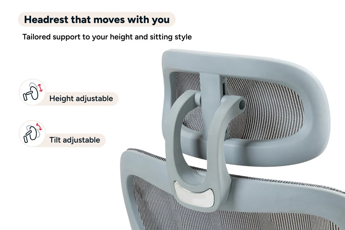 Ergolux EZ11 Ergonomic Office Chair with Adjustable Footrest - Grey - Image 9