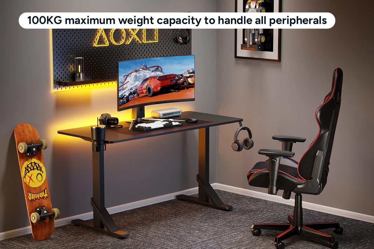 Ergolux Heavy Duty Adjustable Desk 136cm x 60cm in Black - Image 4