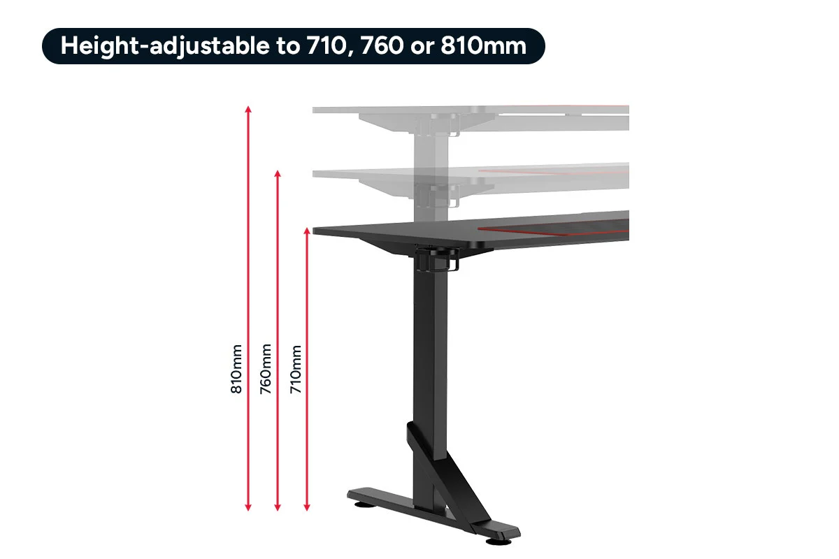 Ergolux Heavy Duty Adjustable Desk 136cm x 60cm in Black - Image 5