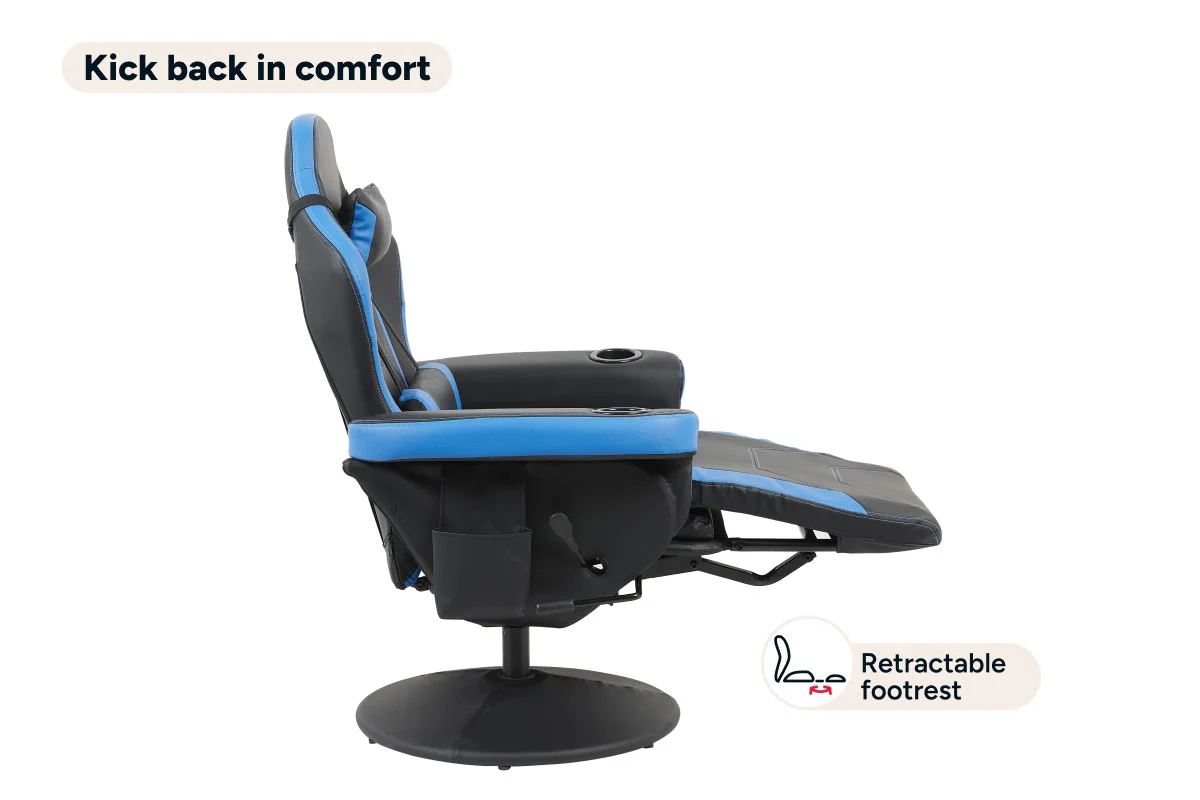 Ergolux Hotshot Recliner Gaming Office Chair Black Blue - Image 10