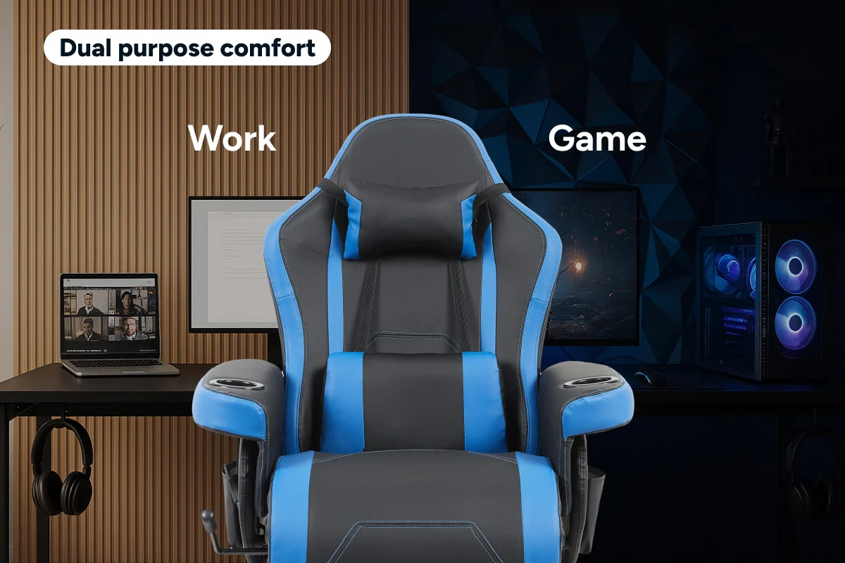 Ergolux Hotshot Recliner Gaming Office Chair Black Blue - Image 3
