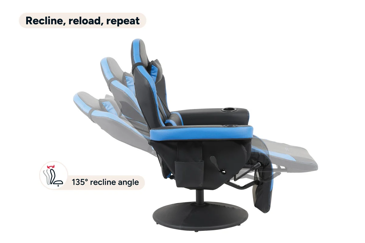 Ergolux Hotshot Recliner Gaming Office Chair Black Blue - Image 8