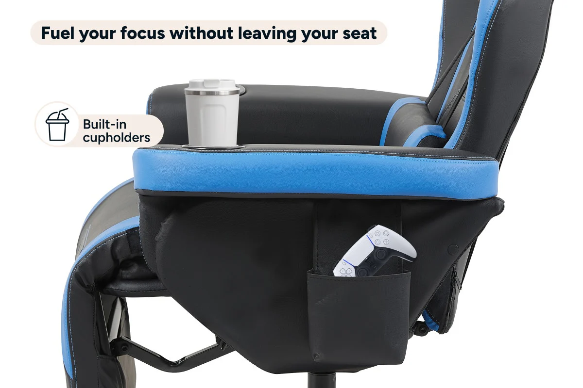 Ergolux Hotshot Recliner Gaming Office Chair Black Blue - Image 9