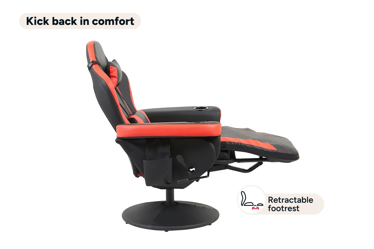 Ergolux Hotshot Recliner Gaming Office Chair Black Red - Image 10