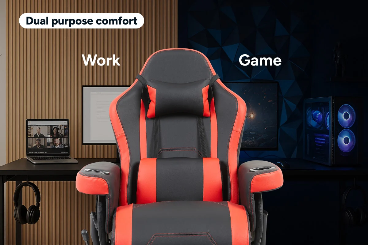 Ergolux Hotshot Recliner Gaming Office Chair Black Red - Image 3