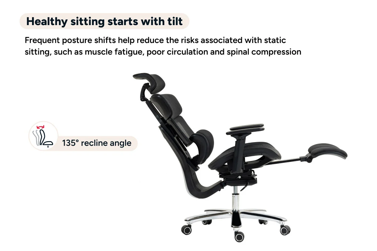 Ergolux Pro Max Ergonomic Mesh Office Chair with Footrest Black - Image 12
