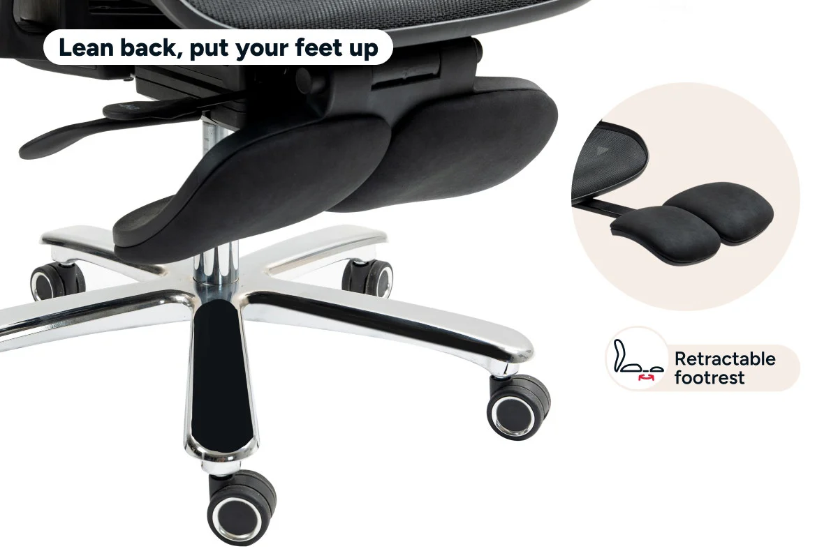 Ergolux Pro Max Ergonomic Mesh Office Chair with Footrest Black - Image 13