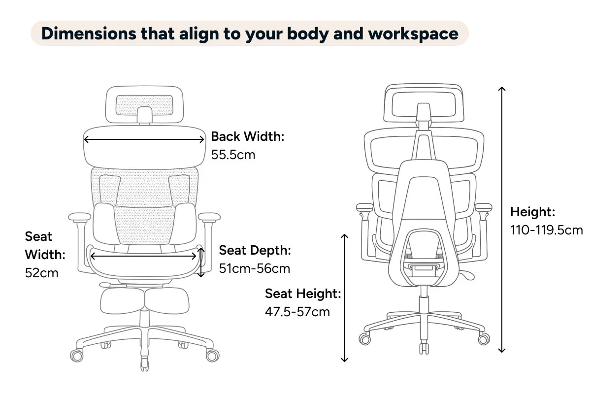 Ergolux Pro Max Ergonomic Mesh Office Chair with Footrest Black - Image 15