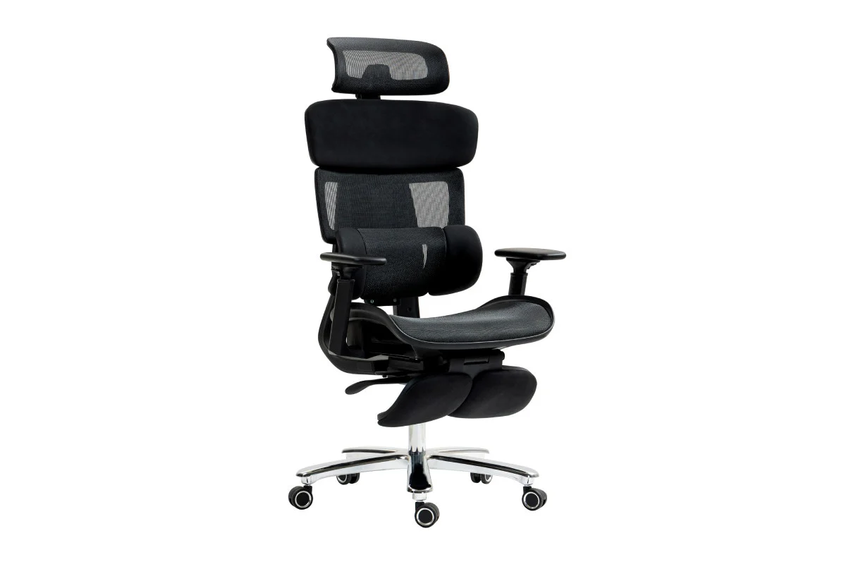 Ergolux Pro Max Ergonomic Mesh Office Chair with Footrest Black - Image 2