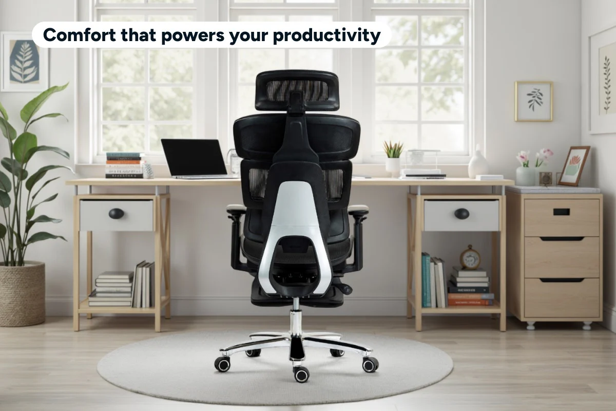 Ergolux Pro Max Ergonomic Mesh Office Chair with Footrest Black - Image 4