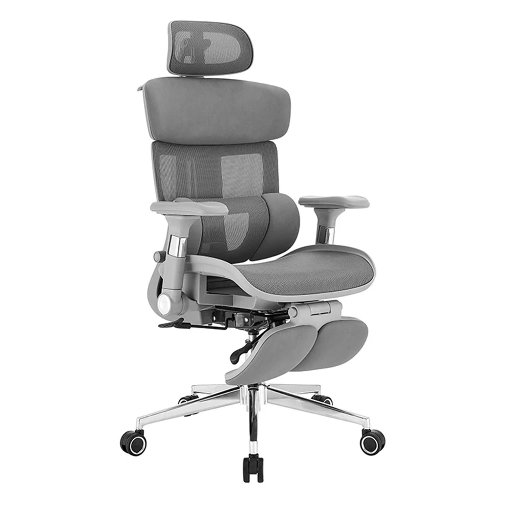 Ergolux Pro Max Ergonomic Mesh Office Chair with Footrest Grey - Image 2