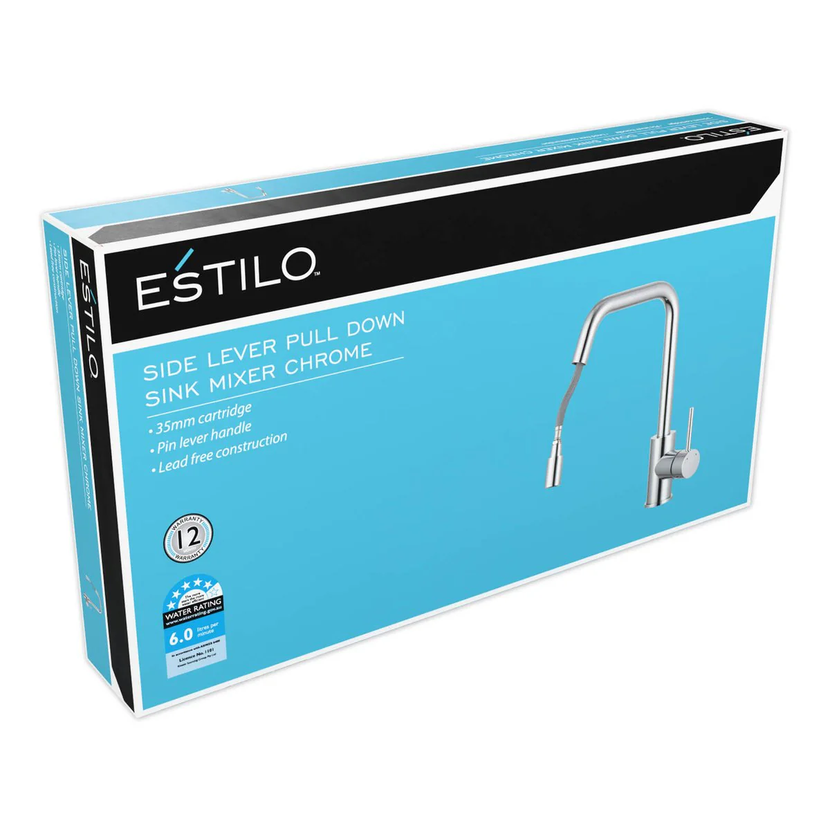 Estilo 35mm Chrome Side Lever Pull Down Sink Mixer - Ergonomic Handle - WELS 5 Star - Image 2