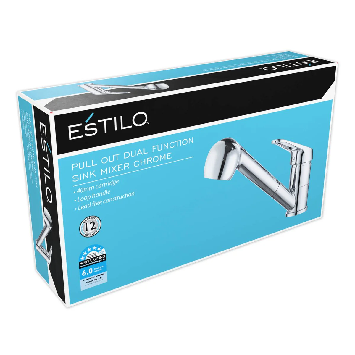 Estilo 40mm Chrome Pull Out Dual Function Sink Mixer - Ergonomic Handle - WELS 5 Star - Image 2