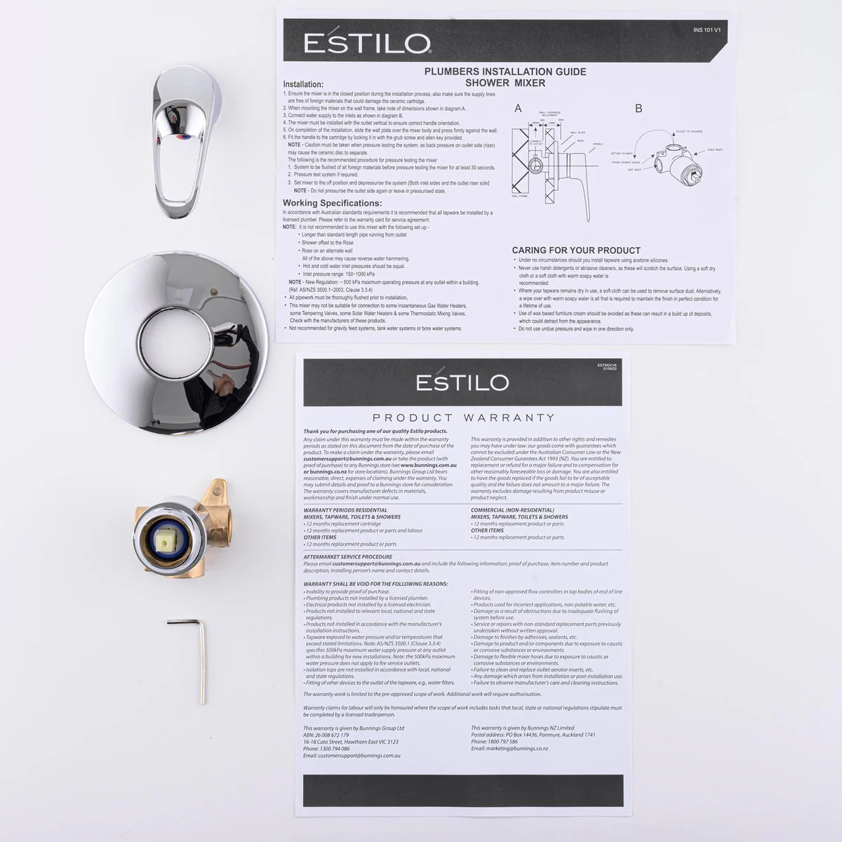 Estilo Chrome Shower Mixer - Brass - 30mm Cartridge - 115mm Backing Plate - Compact Design - Image 2