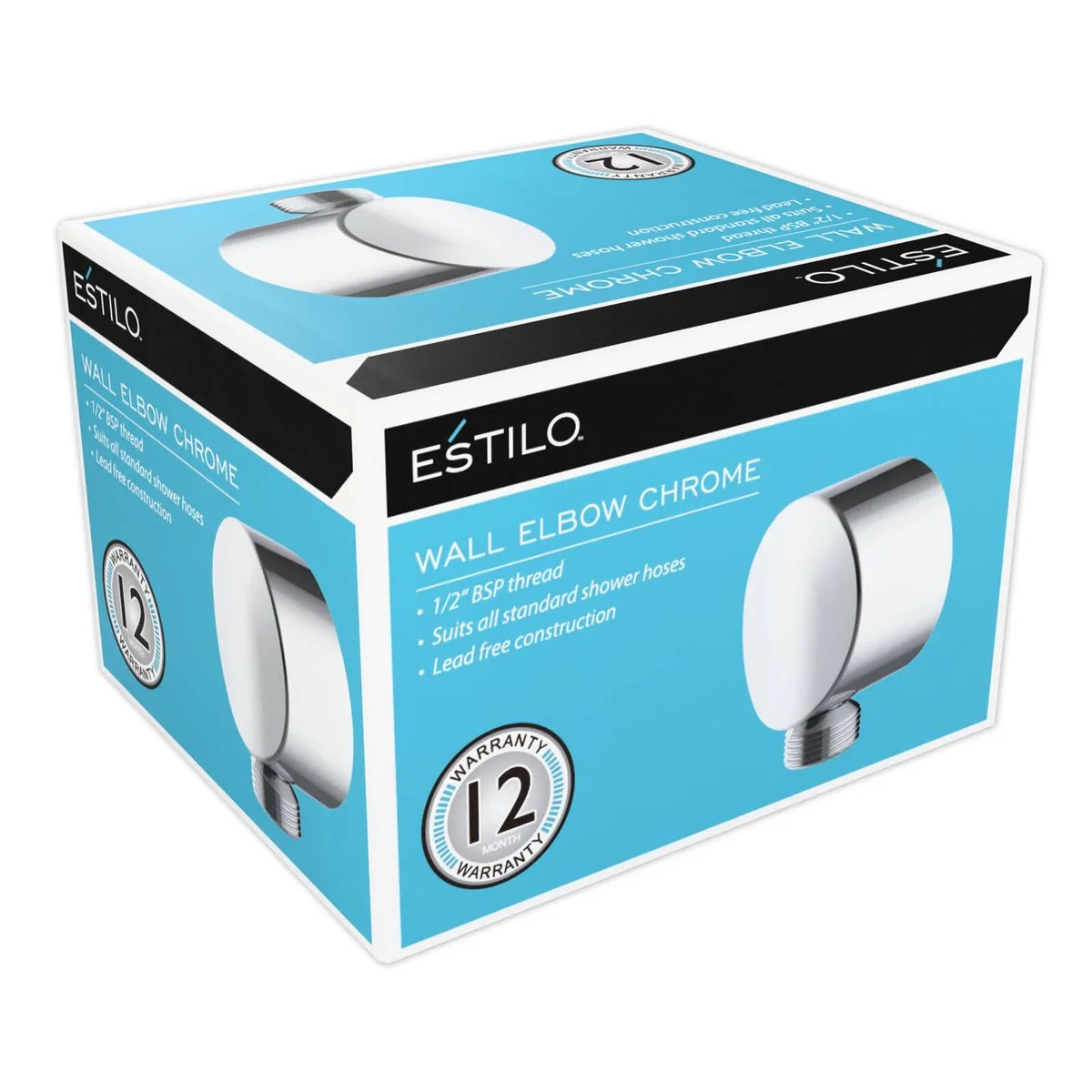 Estilo Chrome Wall Elbow - 1/2" BSP Brass - Lead-Free - Durable - 54mm x 35mm x 54mm - Image 5