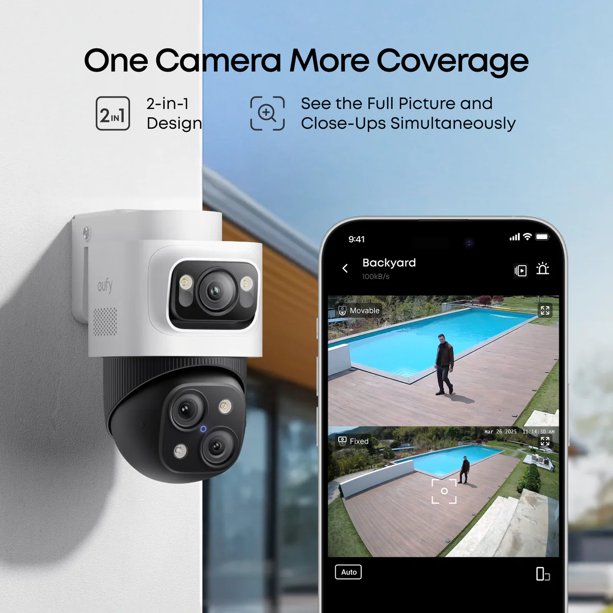 Eufy S4 NVR PoE PTZ Add-On Camera - 4K Wide-Angle & 2K PTZ - Auto-Tracking - Image 3