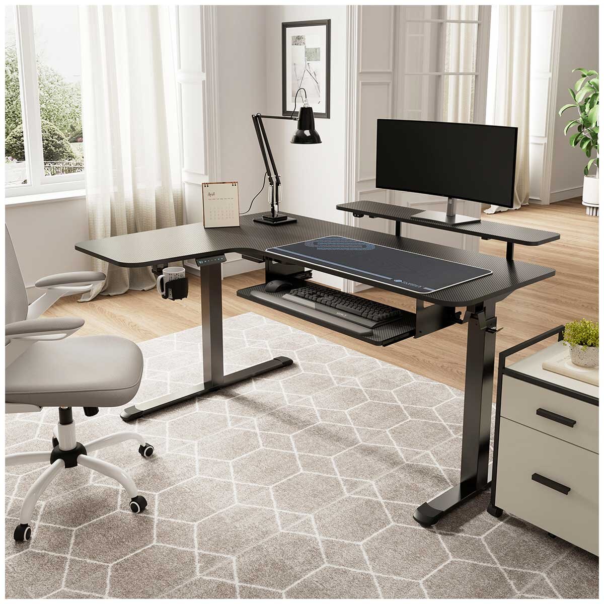 Eureka L Shaped Electric Standing Desk Left Side ERK-L60L-B-PRO-US Black - Image 3