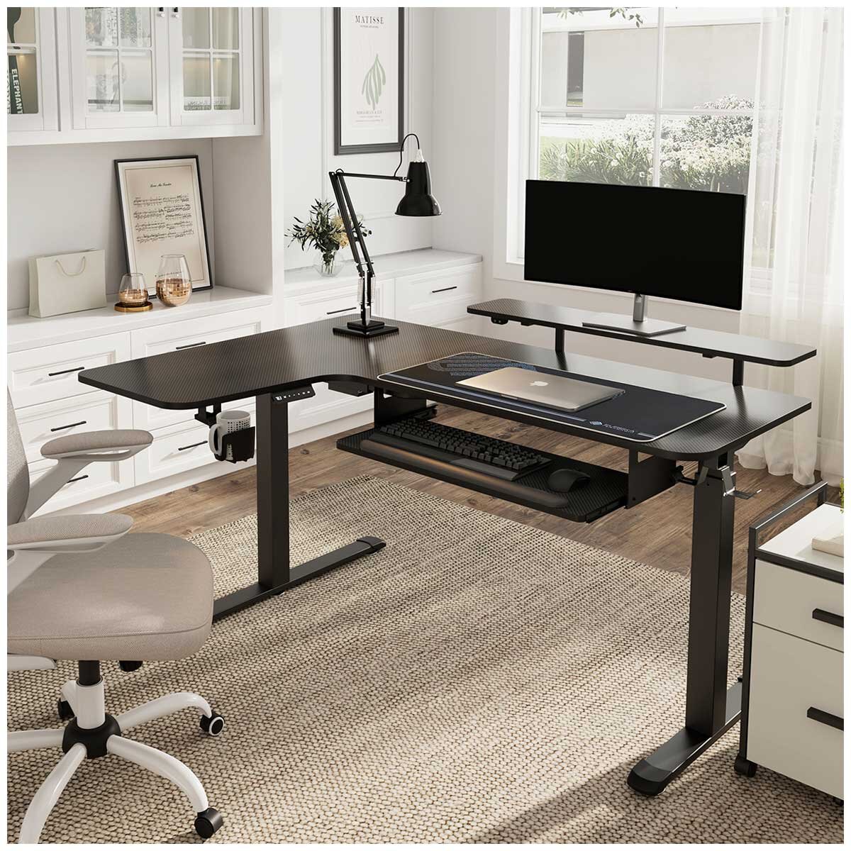 Eureka L Shaped Electric Standing Desk Left Side ERK-L60L-B-PRO-US Black - Image 4