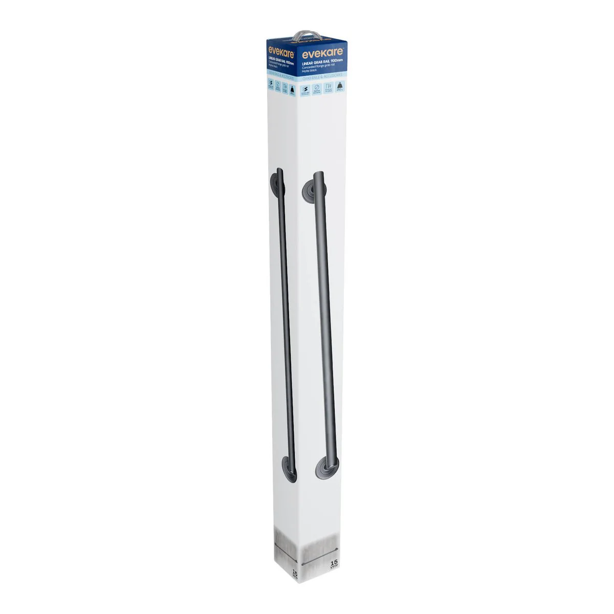 Evekare 900mm Linear Grab Rail - Matte Black - Stainless Steel - 250kg Weight Rating - Image 2