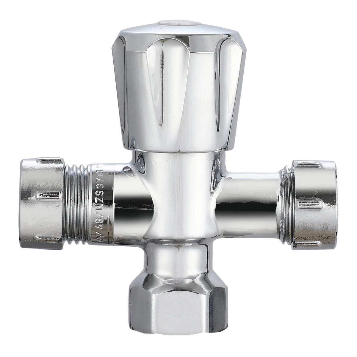 Evekare Chrome Double Mini Cistern Stop Tap 15 x 15mm - Compact Design - Dual Outlet - Image 3