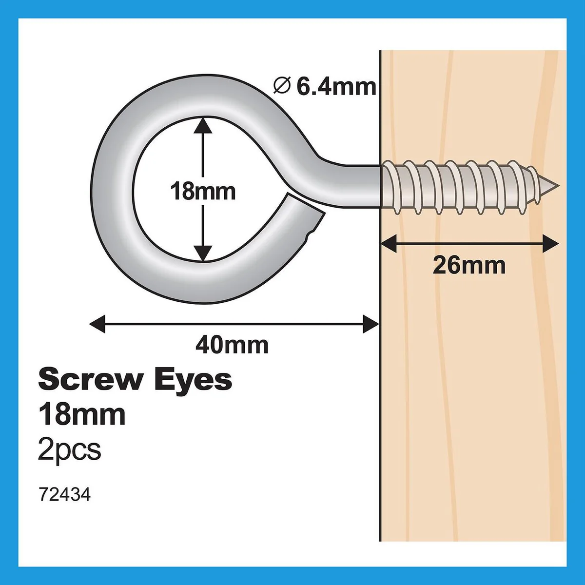 Everhang 19mm Screw Eye Hook Zinc Plated - 2 Pack - Silver - Image 4