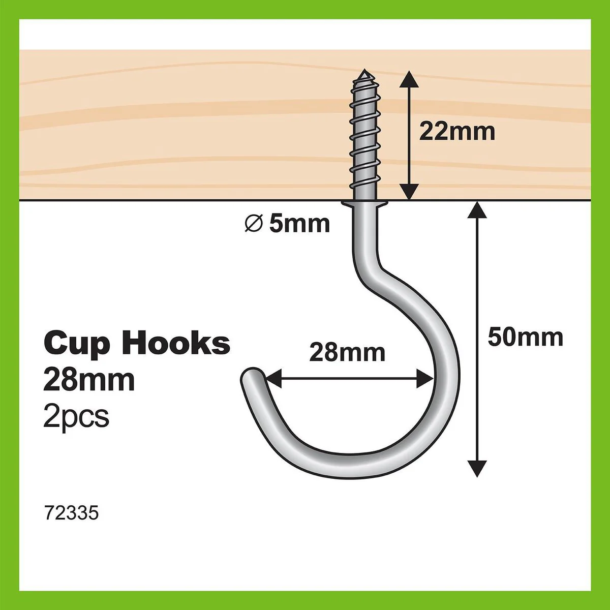 Everhang Cup Hook - 28mm - Zinc Plated - Easy to Install - Image 4