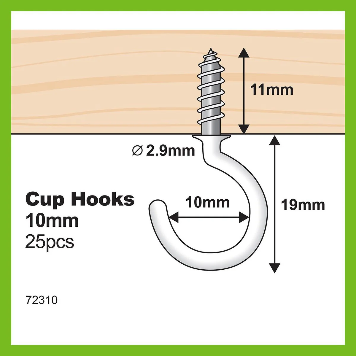 Everhang Cup Hooks - 10mm - PVC - 25 Pack - Image 2
