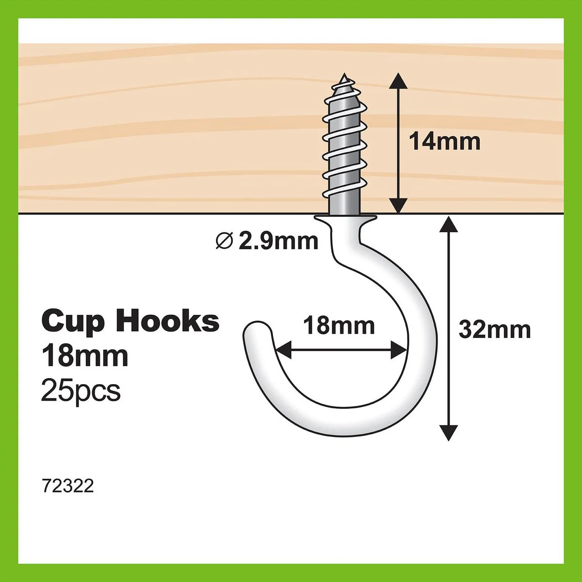 Everhang Cup Hooks - 18mm - PVC - Easy Installation - 25 Pack - Image 2