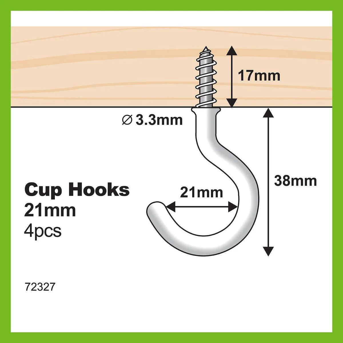 Everhang Cup Hooks - 21mm - PVC Coated - Easy Installation - 4 Pack - Image 3