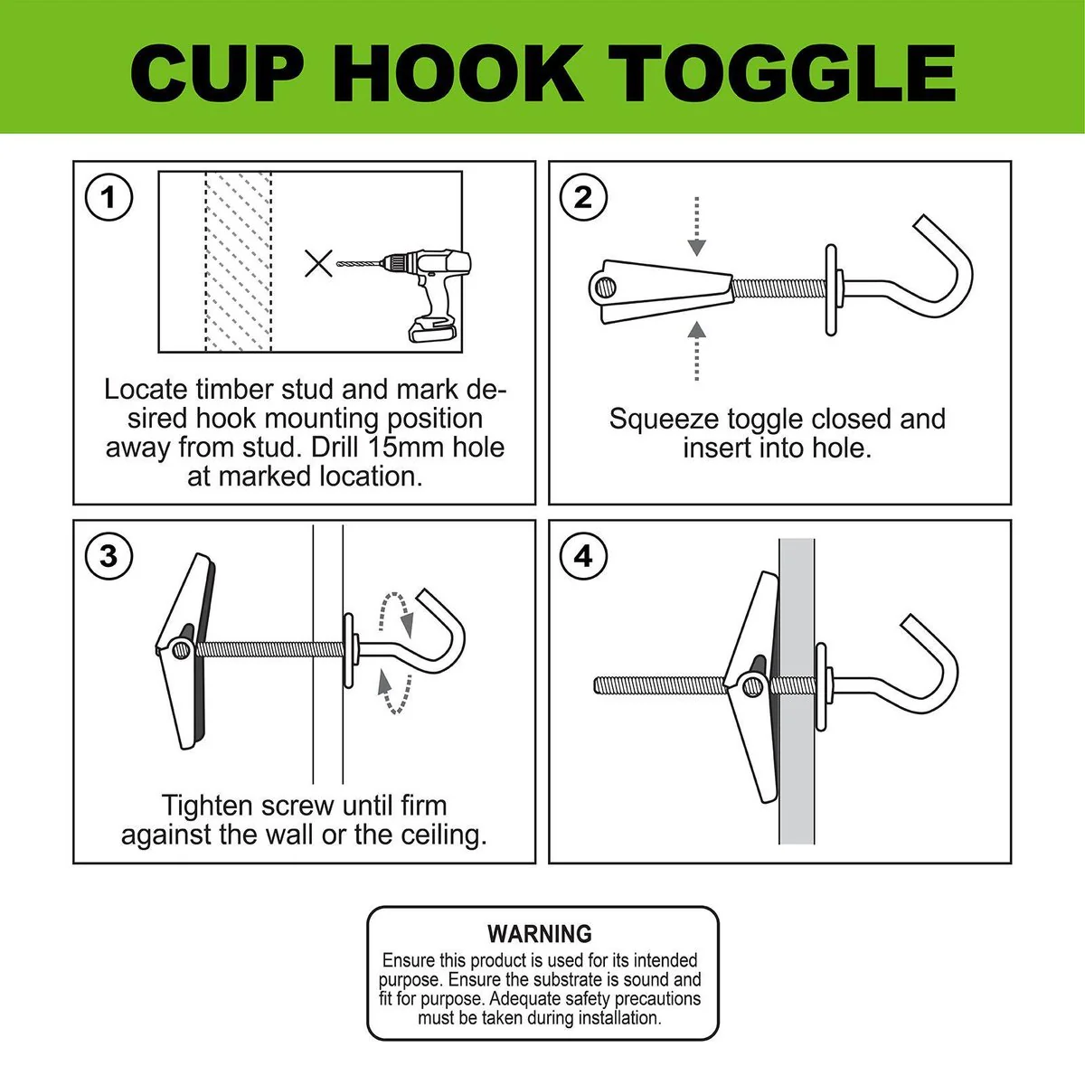 Everhang Cup Hooks - 25mm - Steel - Easy to Install - Image 5