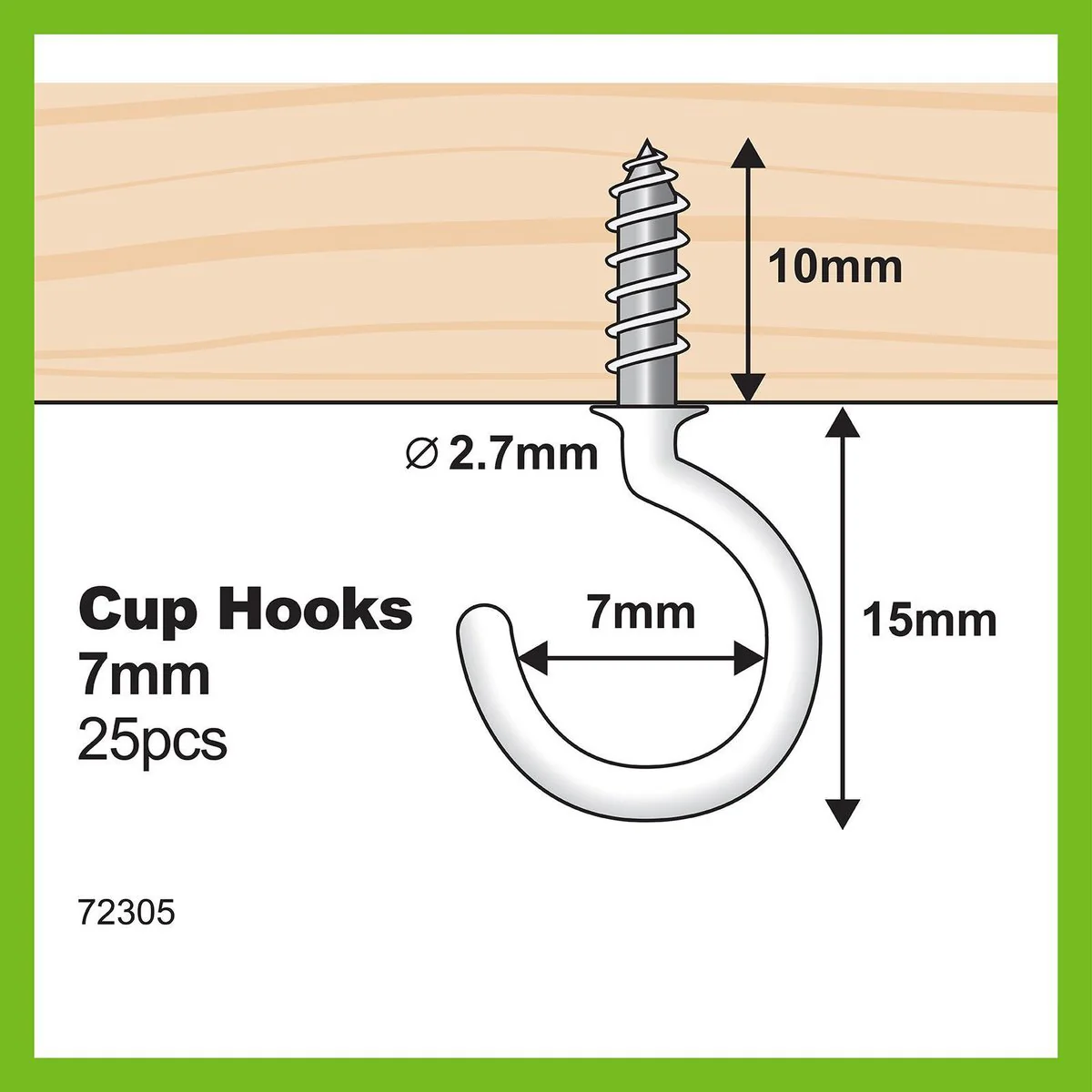 Everhang Cup Hooks - 7mm - PVC - Easy to Install - 25 Pack - Image 2
