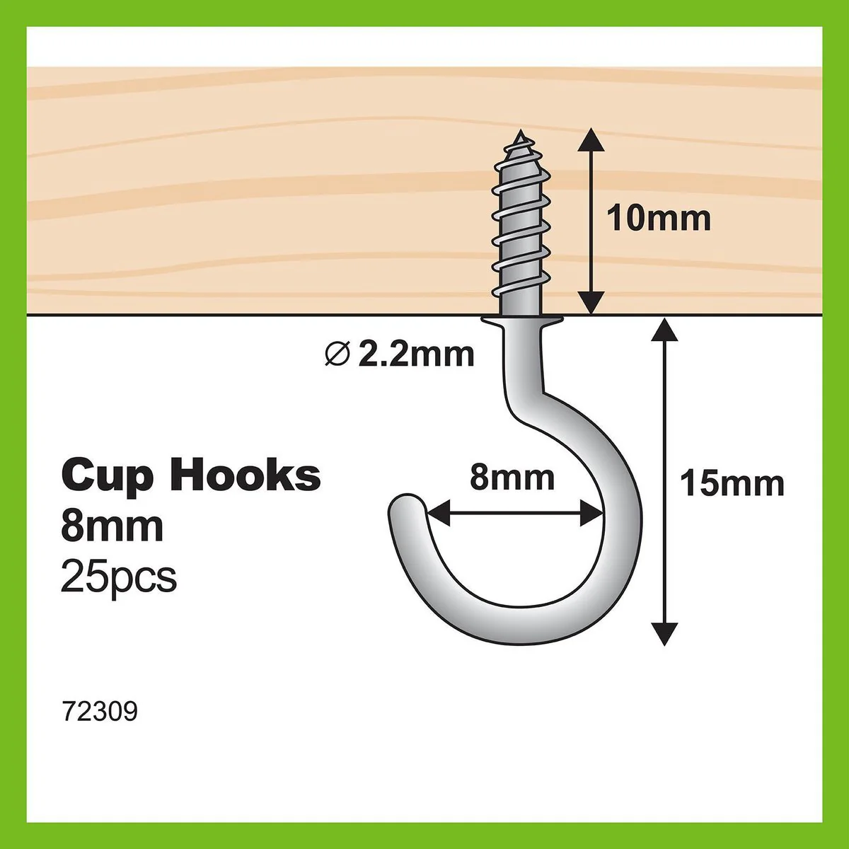 Everhang Cup Hooks - 8mm - Zinc Plated - 25 Pack - Image 4
