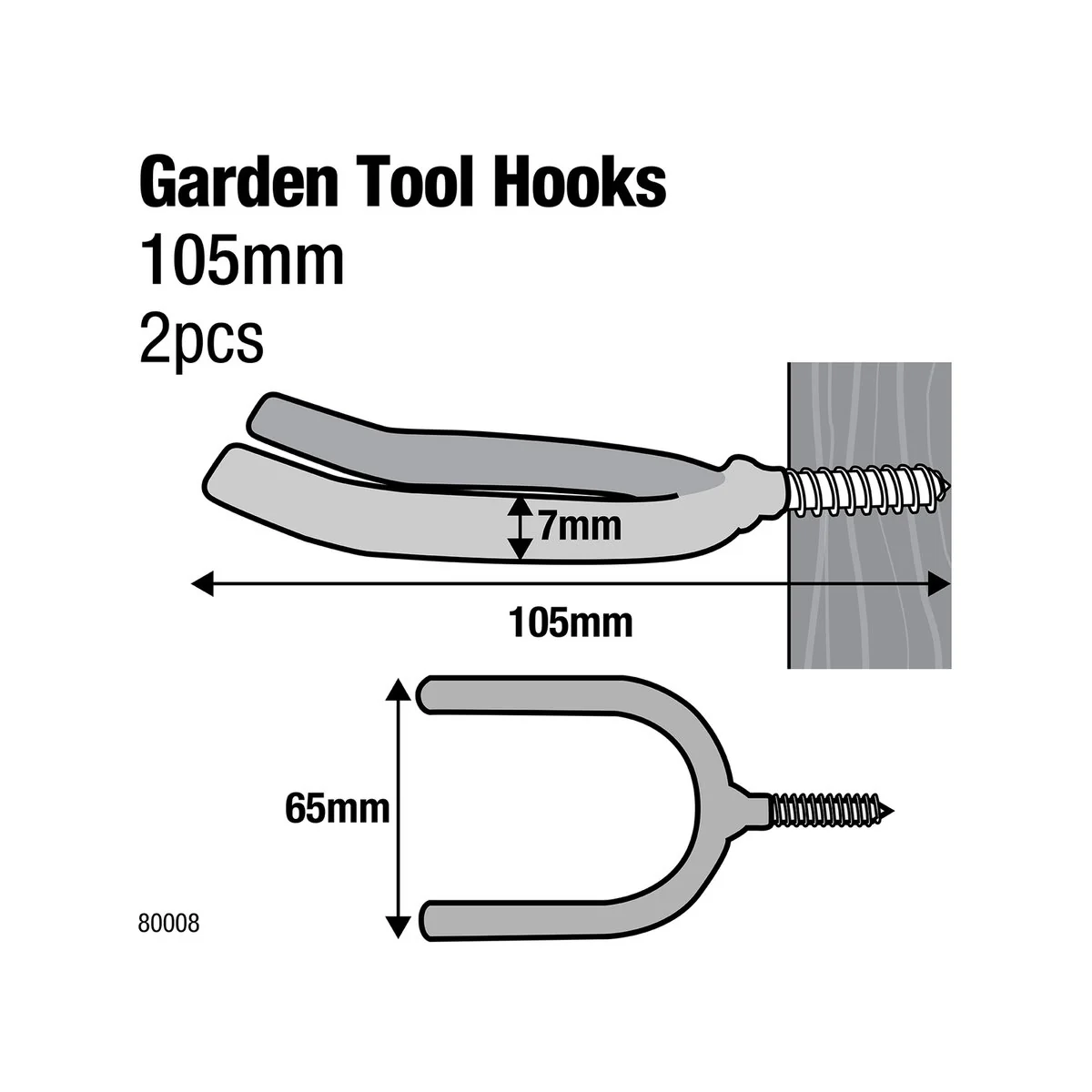 Everhang Garden Tool Storage Hooks - 98mm x 56mm - PVC Coated - 2 Pack - Image 2