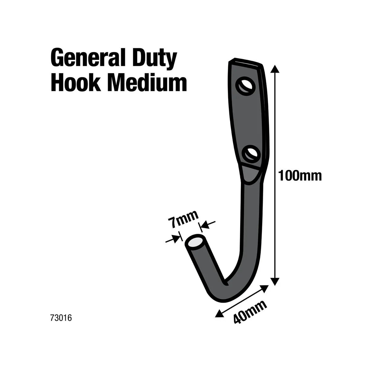 Everhang Medium Black J Bolt Hook - 5mm x 45mm x 105mm - Durable Steel - Versatile Storage - Image 3