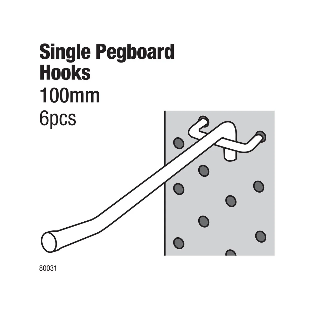 Everhang 100mm Pegboard Hooks 6 Pack - Silver - Zinc - Image 2