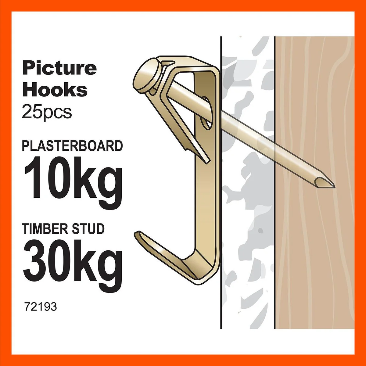 Everhang Picture Hanging - 30kg - Brass Plated - Heavy Duty - 25 Pack - Image 3