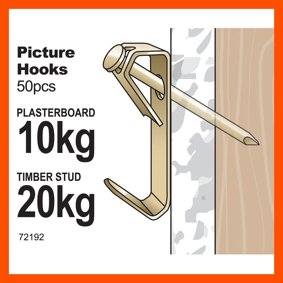 Everhang Picture Hanging - 50 Pack - Brass Plated - Heavy Duty 20kg - Image 3